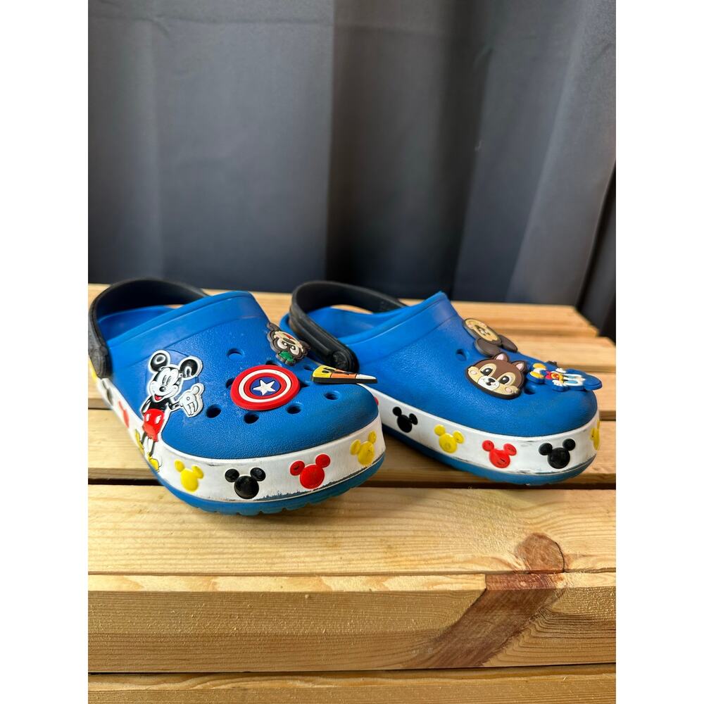 Crocs Kids Disney Mickey Mouse Classic Clogs Blue Size C 12 with Jibbitz - Picture 2 of 7
